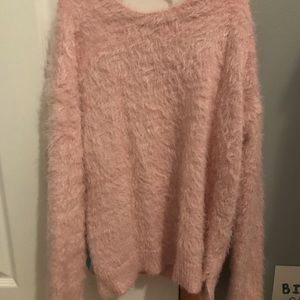 Girls Pink Fuzzy Sweater